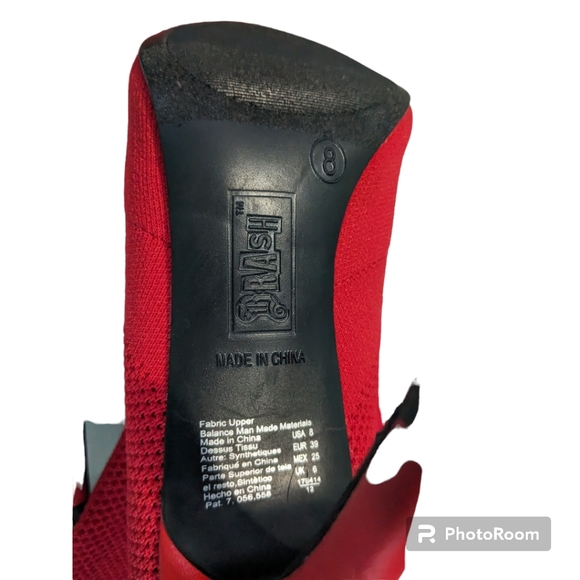 Brash Sock Boots, Stiletto Heel, Red, Size 8. - Picture 4 of 10